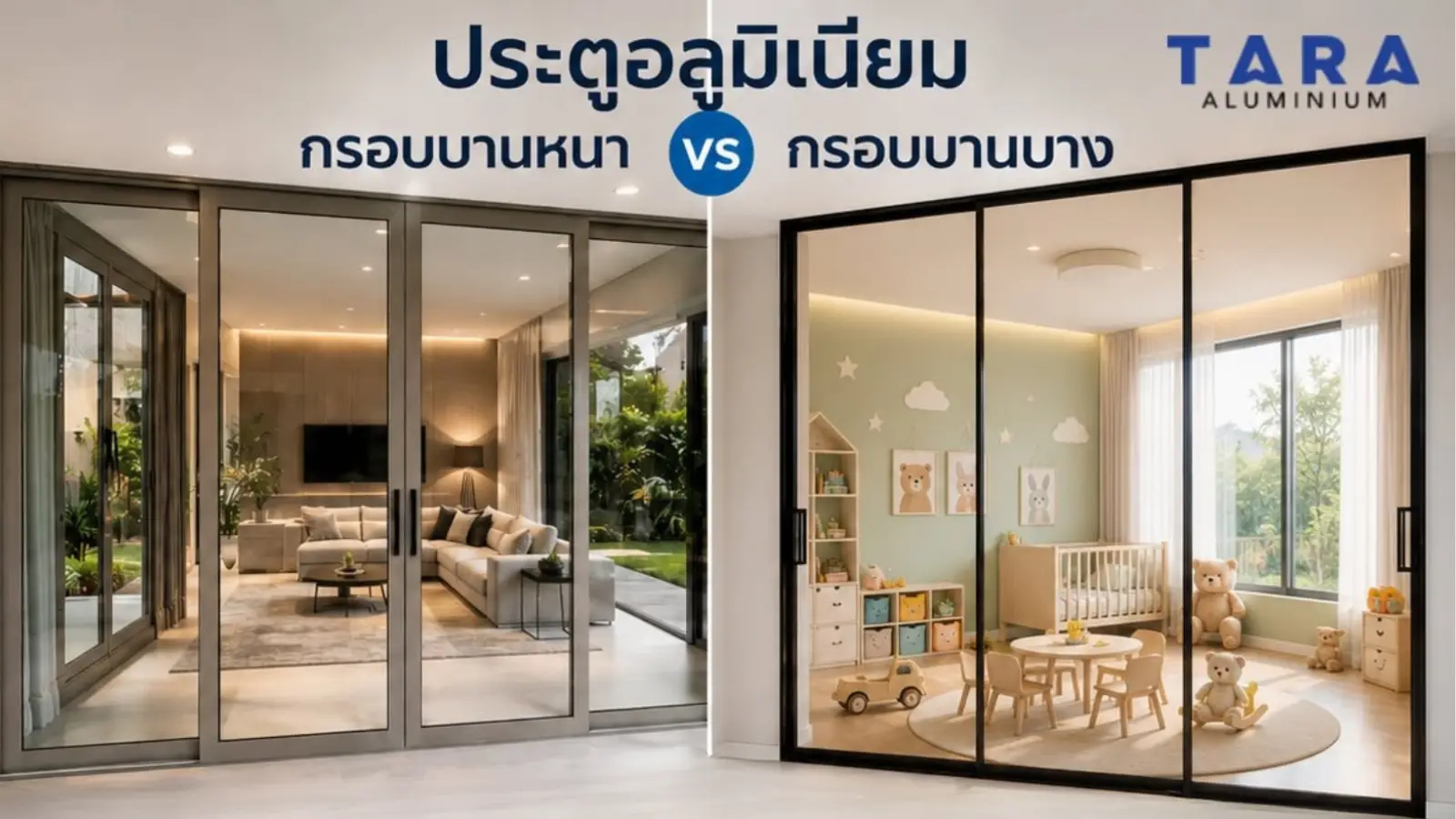 ประตูอลูมิเนียมกรอบหนา VS กรอบบาง